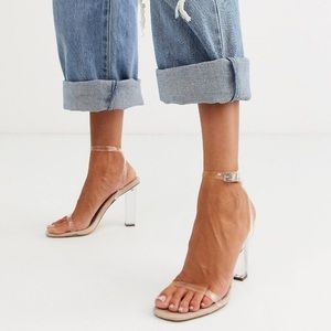 ASOS NWOT Clear Barely There Block Heeled Sandals